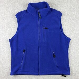 Vtg LL Bean Vest Mens Medium Blue Fleece Full Zip Outdoor Hiking Made In USA 90s